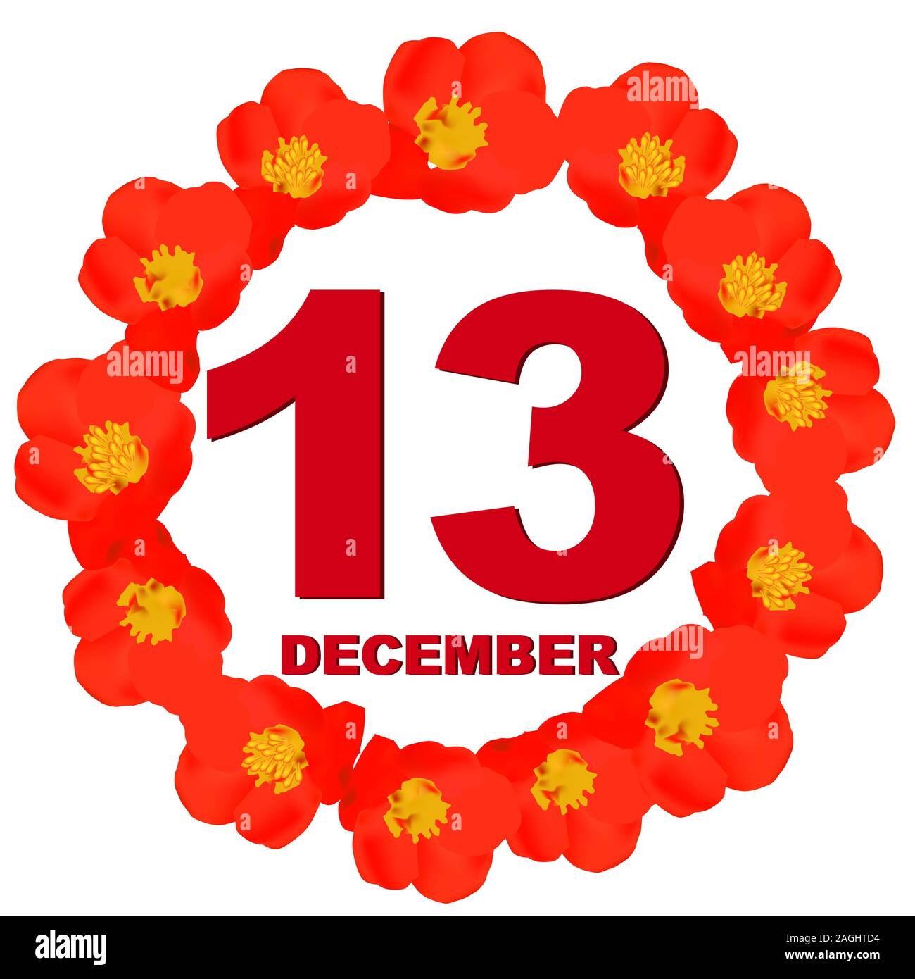 December 13 icon. For planning important day. Banner for holidays and
