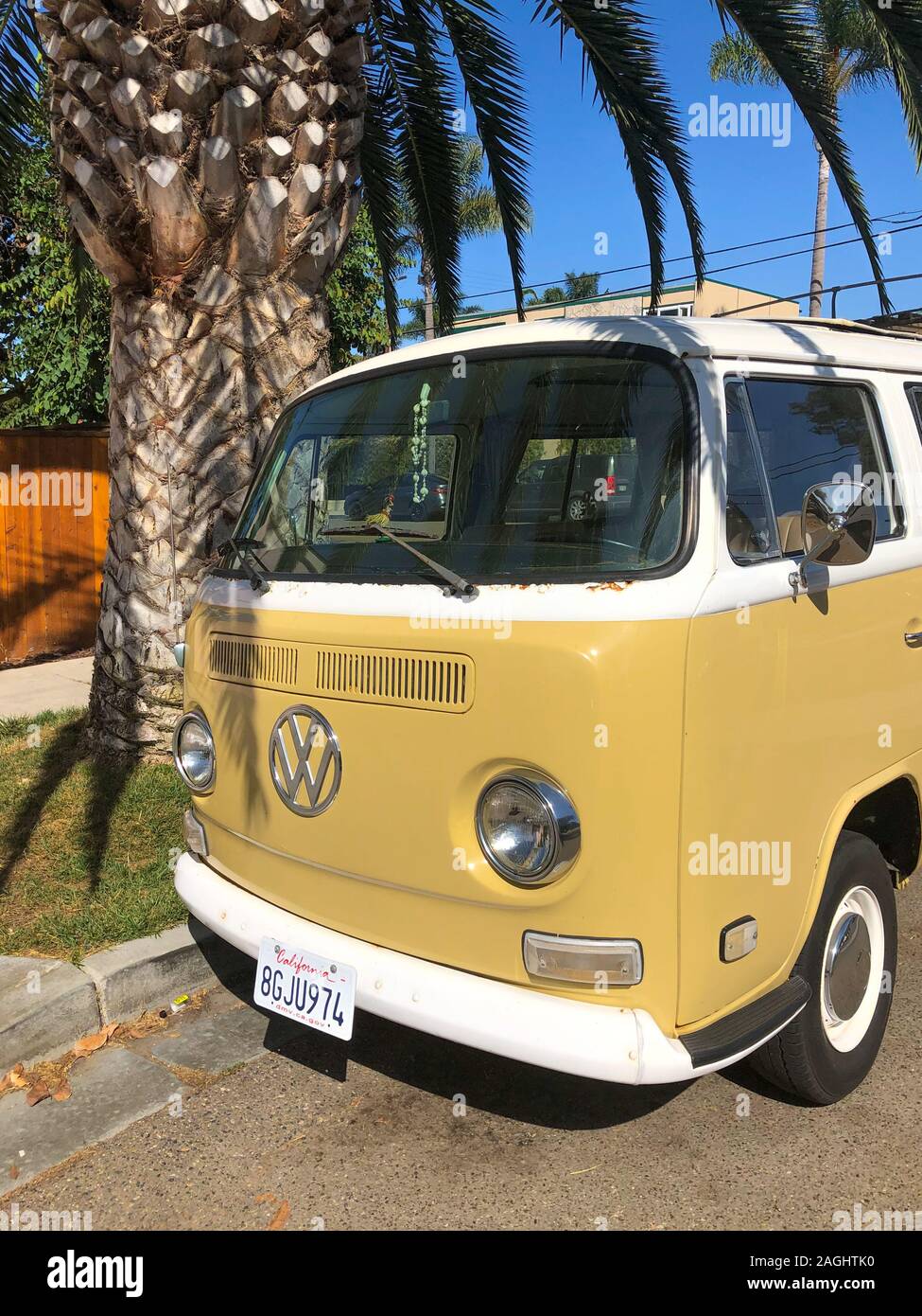 Classic beige and white vintage Volkswagen T1 camper van. San Diego, California, USA. July 13th, 2019 Stock Photo