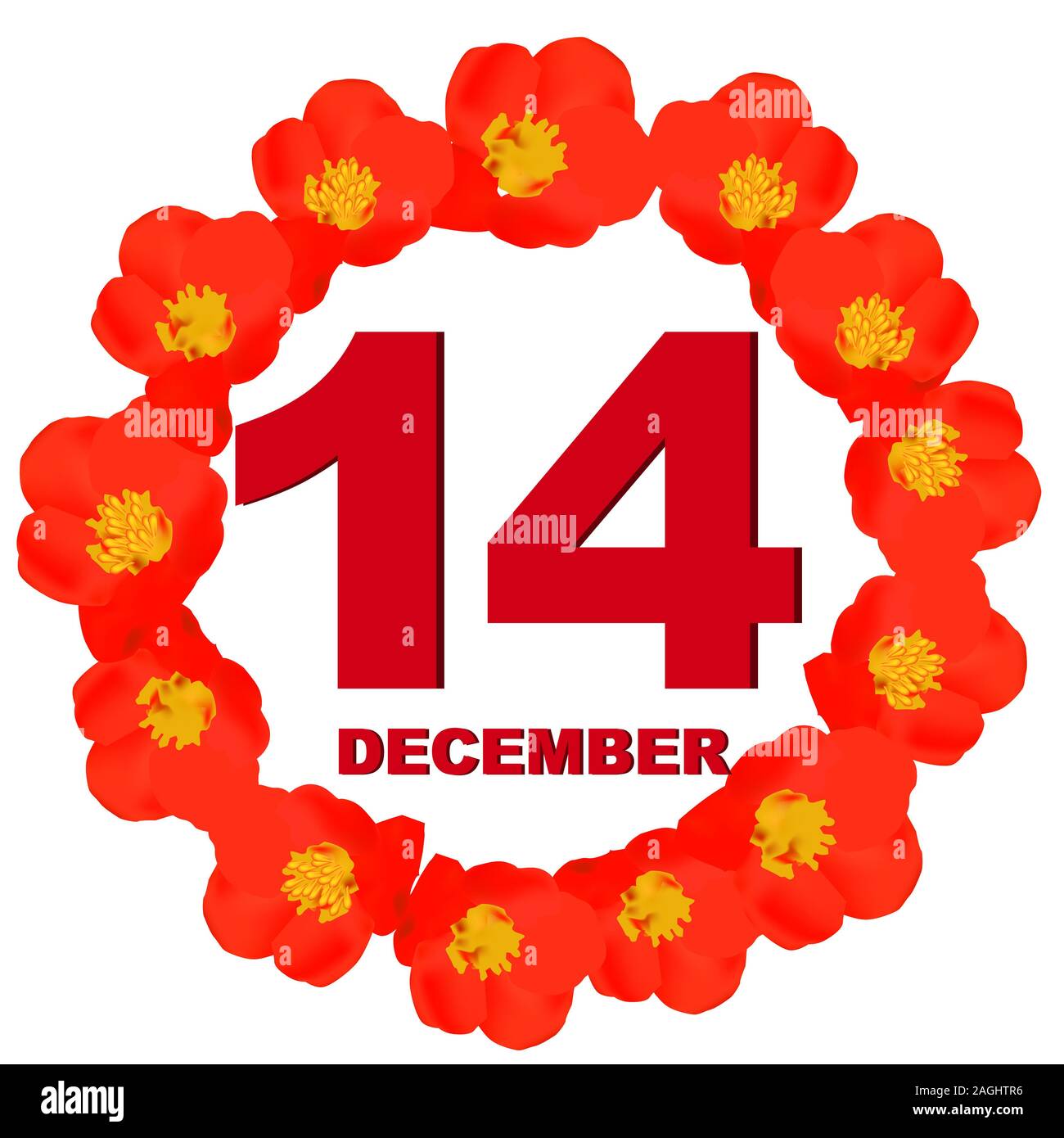 December 14 icon. For planning important day. Banner for holidays and