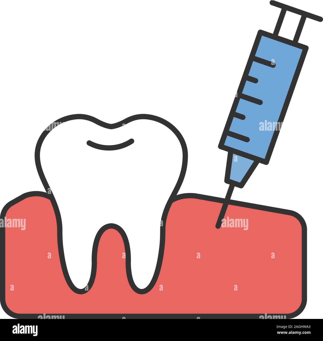 Gum injection color icon. Dental anesthesia. Isolated vector illustration Stock Vector