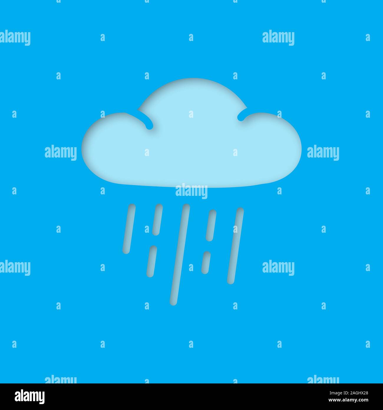 Rainy cloud paper cut out icon. Rain. Vector silhouette isolated ...