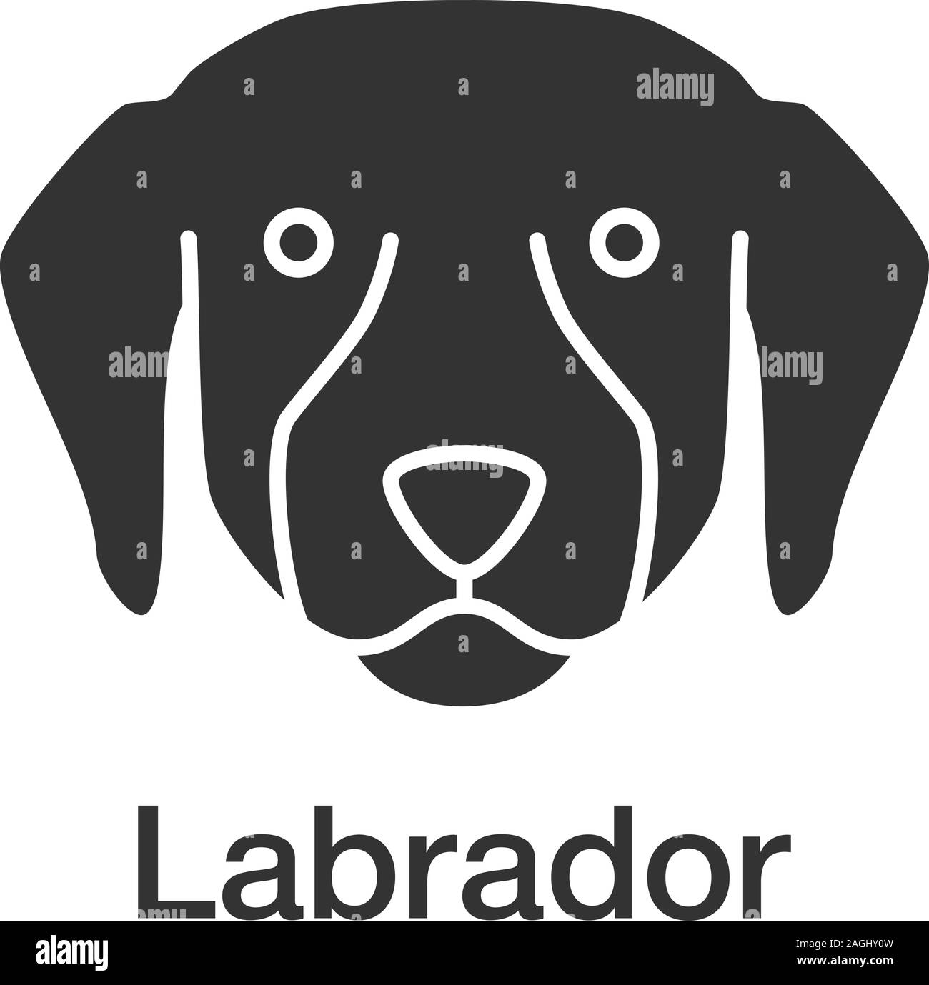 Labrador Retriever glyph icon. Lab. Guide dog breed. Silhouette symbol
