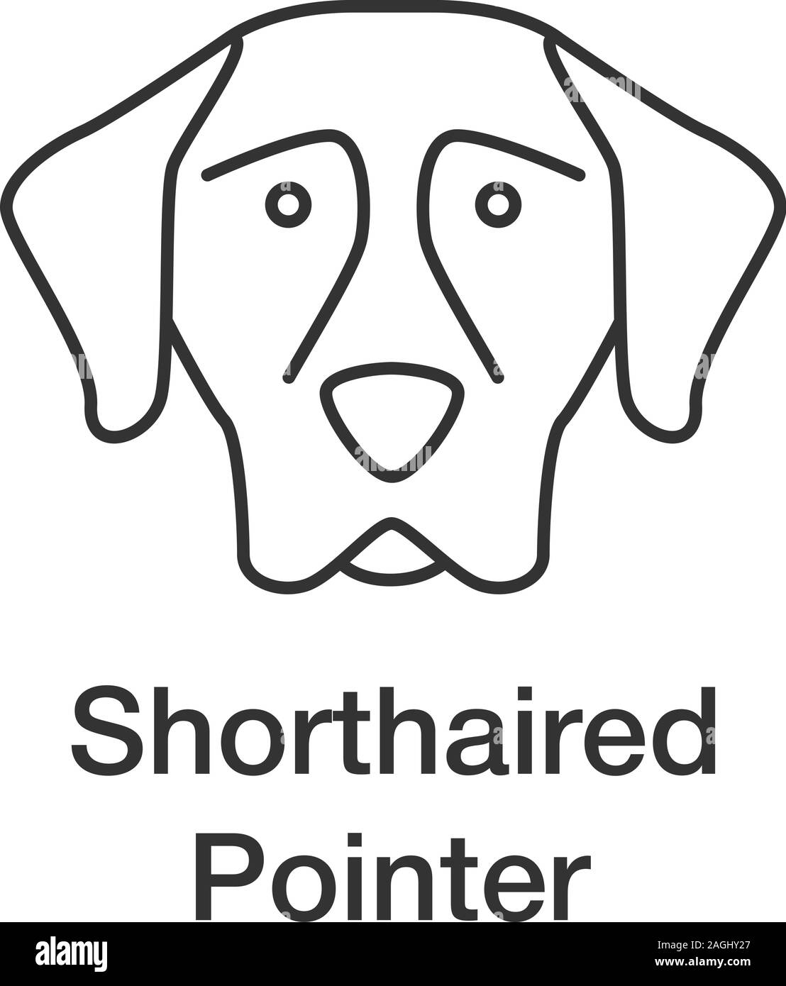 German Shorthaired Pointer linear icon. Thin line illustration. Gundog breed. Contour symbol. Vector isolated outline drawing Stock Vector