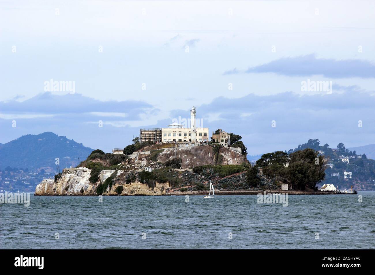 Alcatraz prison island in San Francisco Bay, United States of America Stock Photo