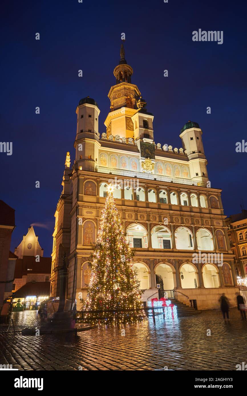 The Facade Of Renaissance Town Hall And Christmas Decorations In