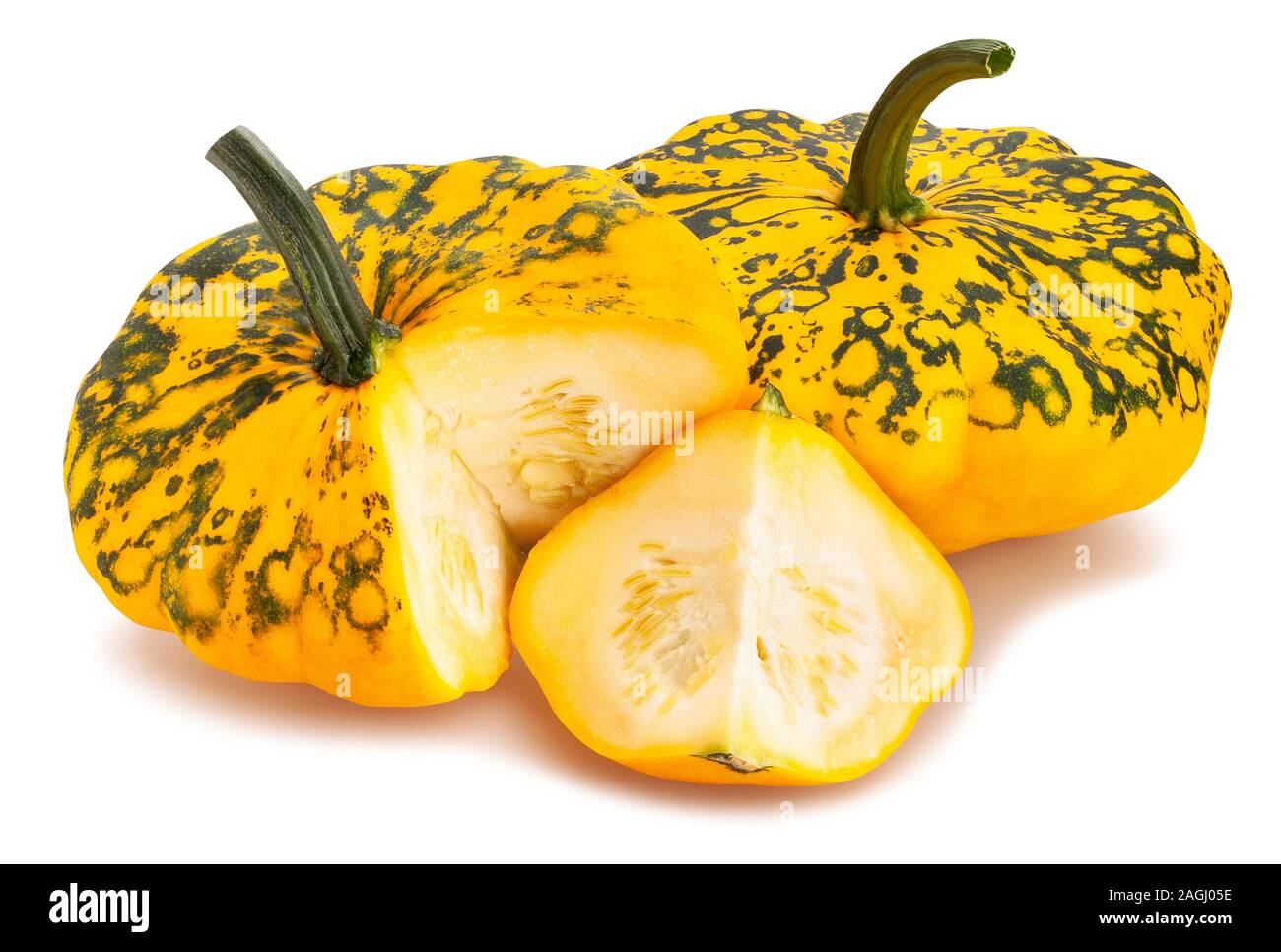 sliced pattypan squash path isolated on white Stock Photo