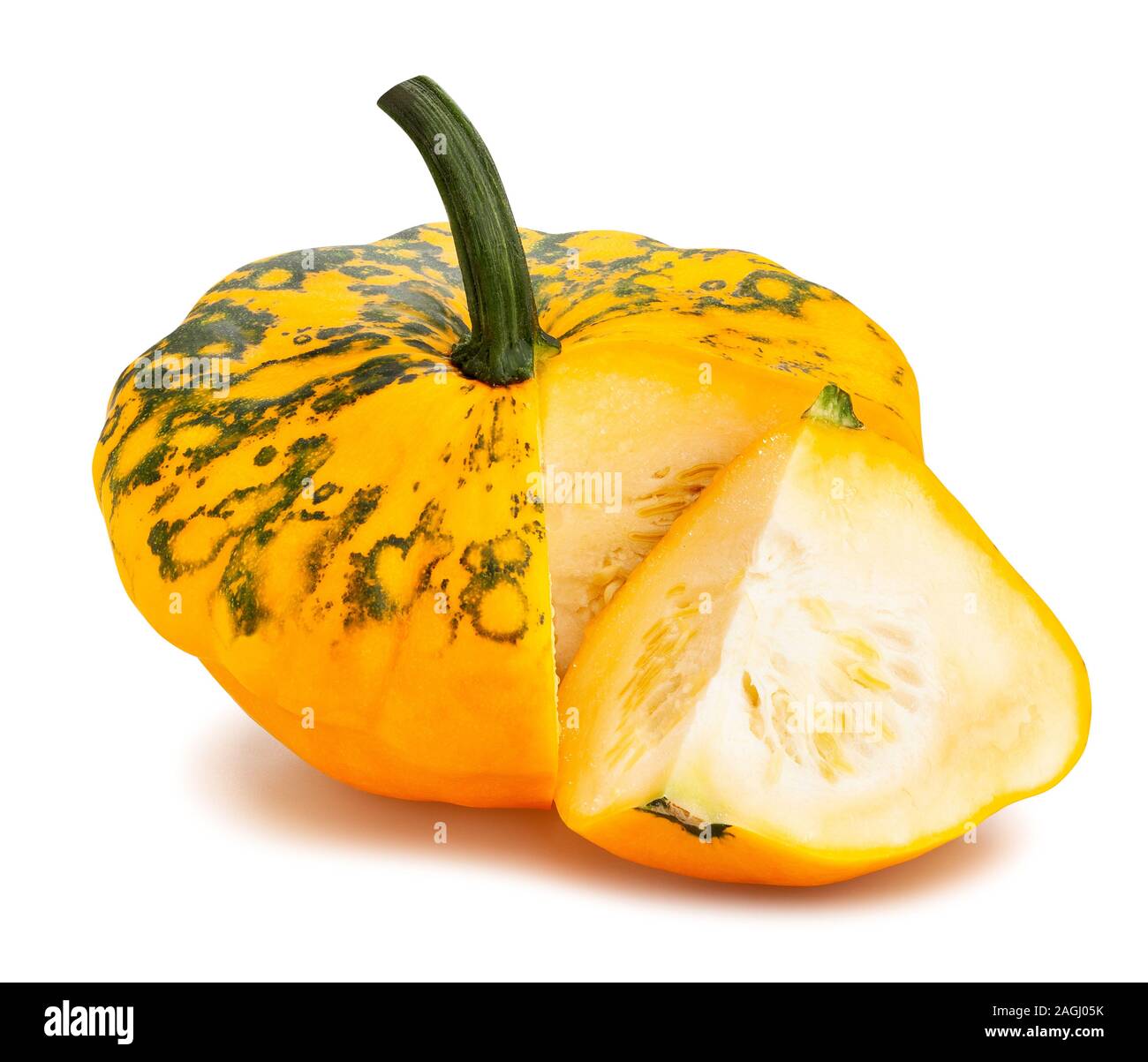 sliced pattypan squash path isolated on white Stock Photo