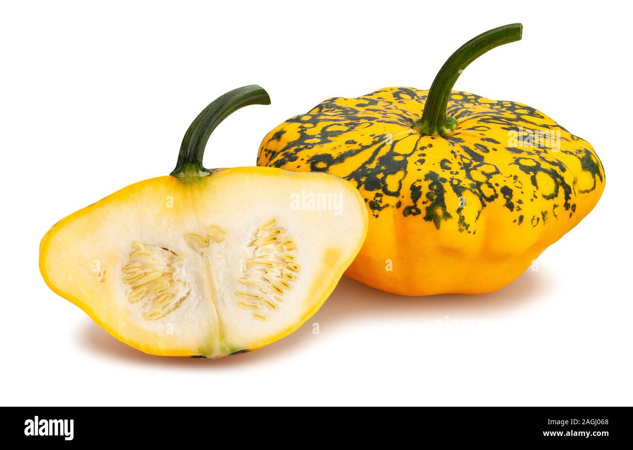 sliced pattypan squash path isolated on white Stock Photo