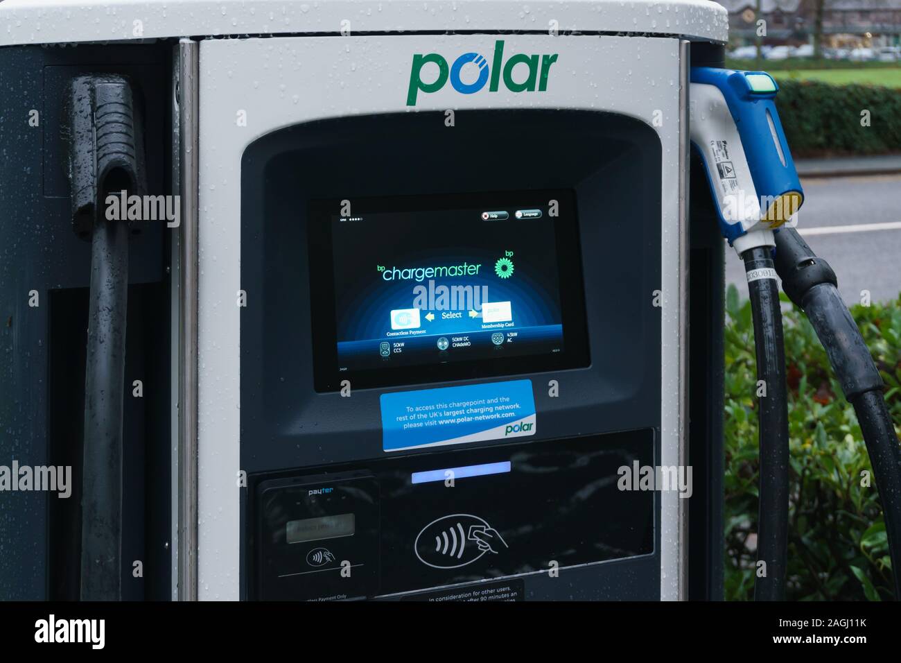 BP Polar Chargemaster electric car recharging point in Betws y Coed North  Wales one of the few charging points in North Wales Stock Photo - Alamy