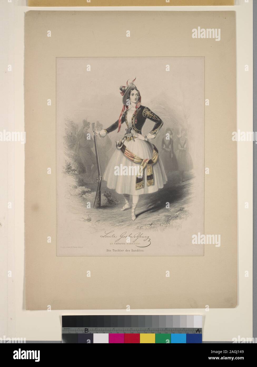 Hand-colored version of *MGZFB Gra L Cat 1.; Lucile Grahn-Young (facs. sig.) als Catharina in dem Ballet Die Tochter des Banditen. Stock Photo