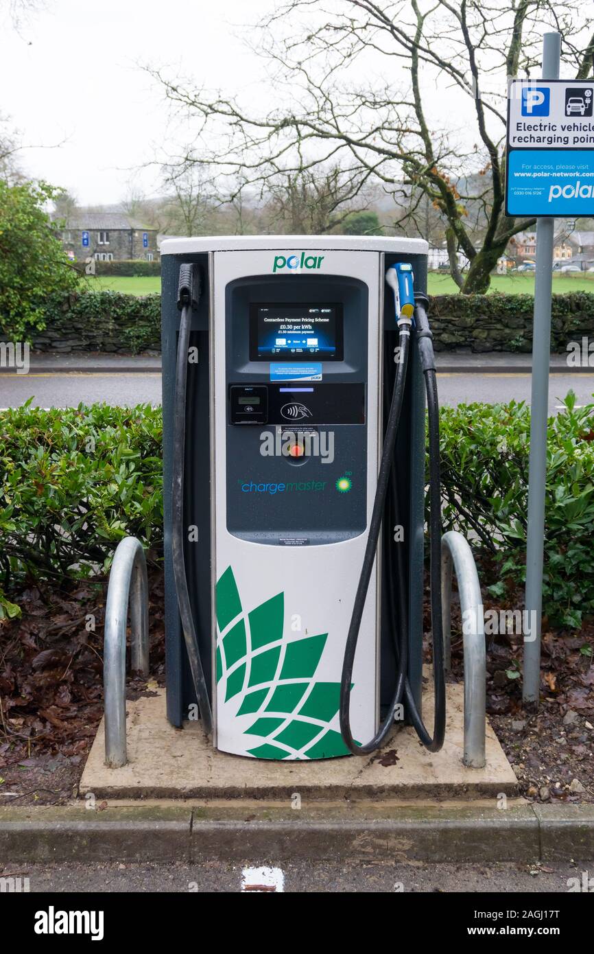 BP Polar Chargemaster electric car recharging point in Betws y Coed North  Wales one of the few charging points in North Wales Stock Photo - Alamy