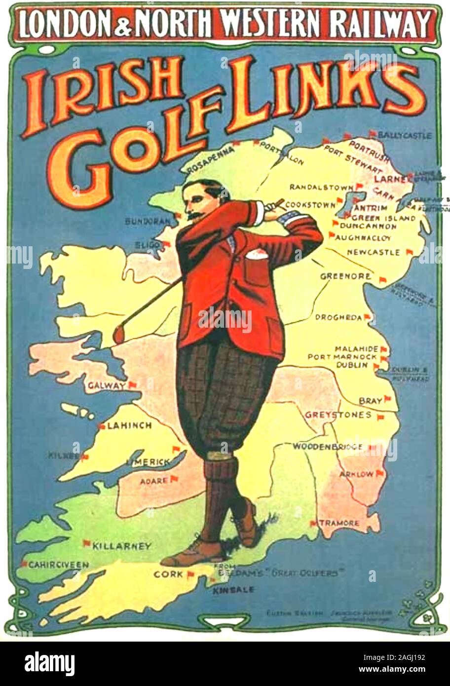 IRISH GOLF LINKS poster about 1910 Stock Photo