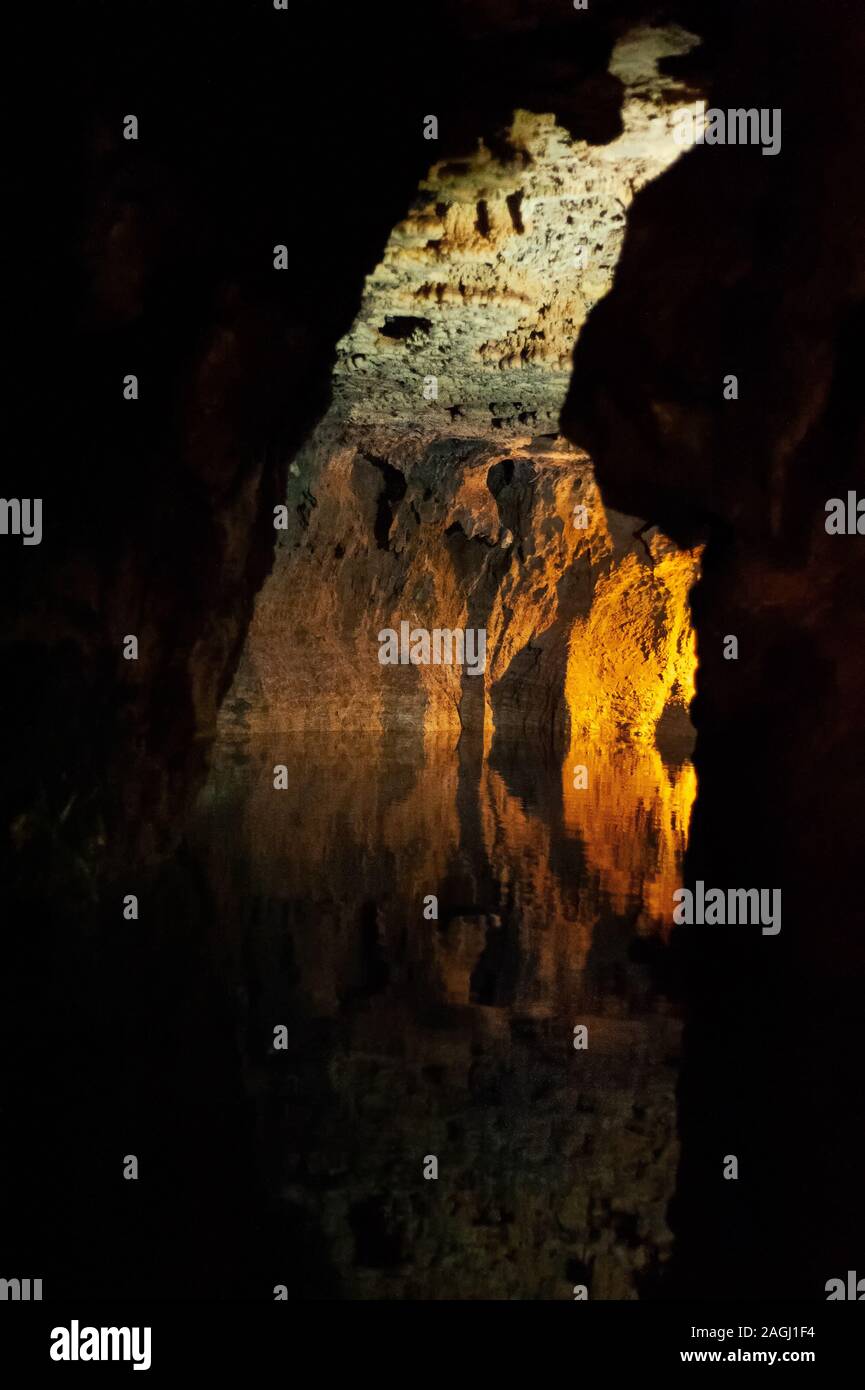 the longest water cave on earth called Alisadr Stock Photo