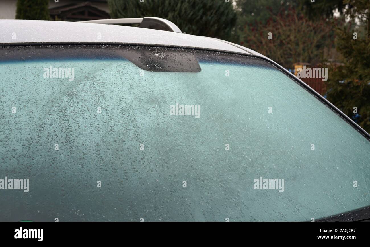 frozen car window after frost Stock Photo Alamy