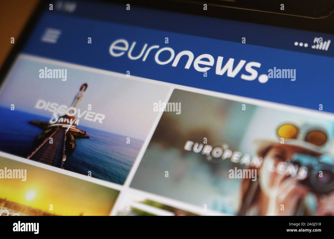 Euronews website on tablet computer display Stock Photo