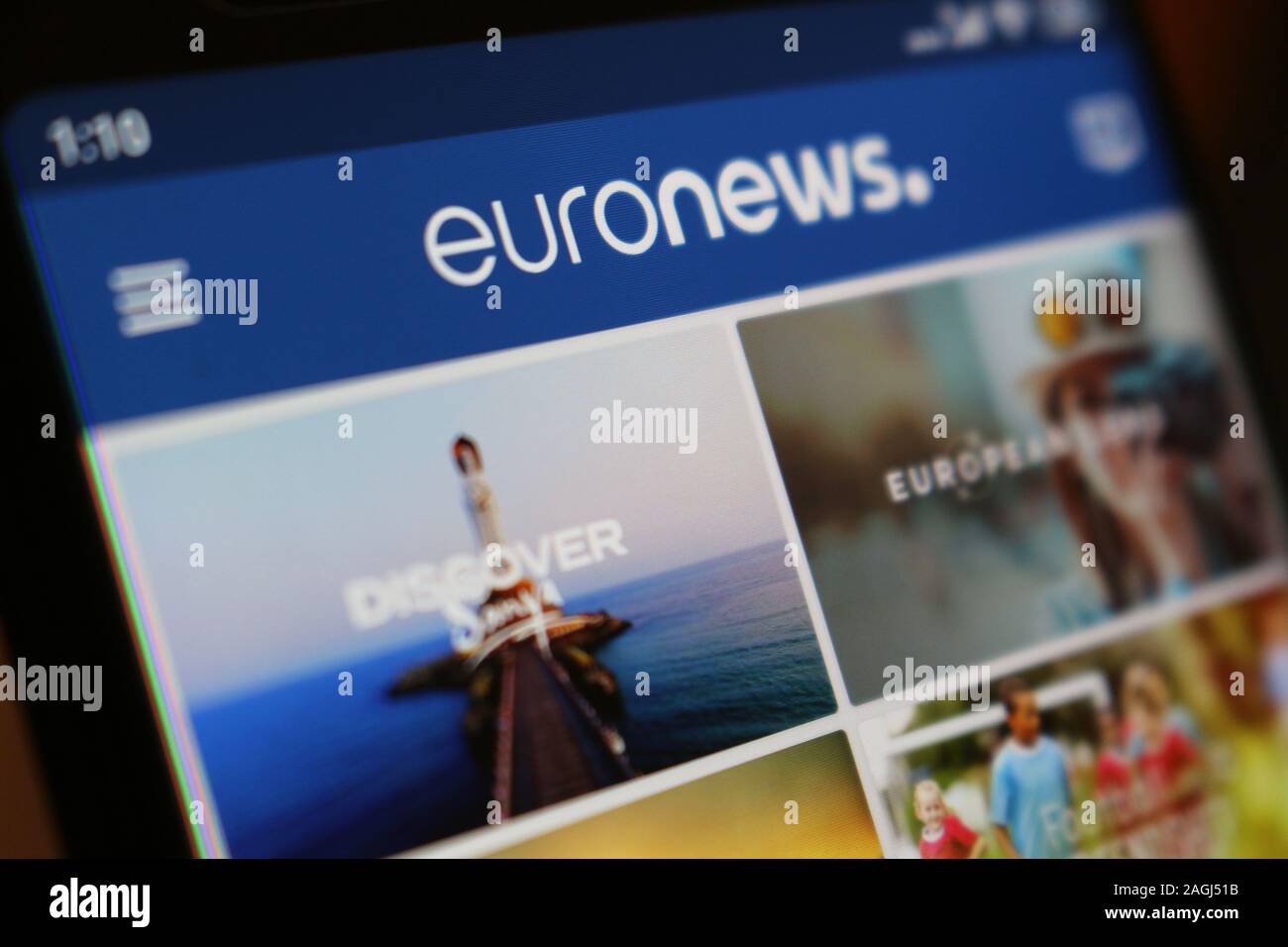 Euronews website on tablet computer display Stock Photo