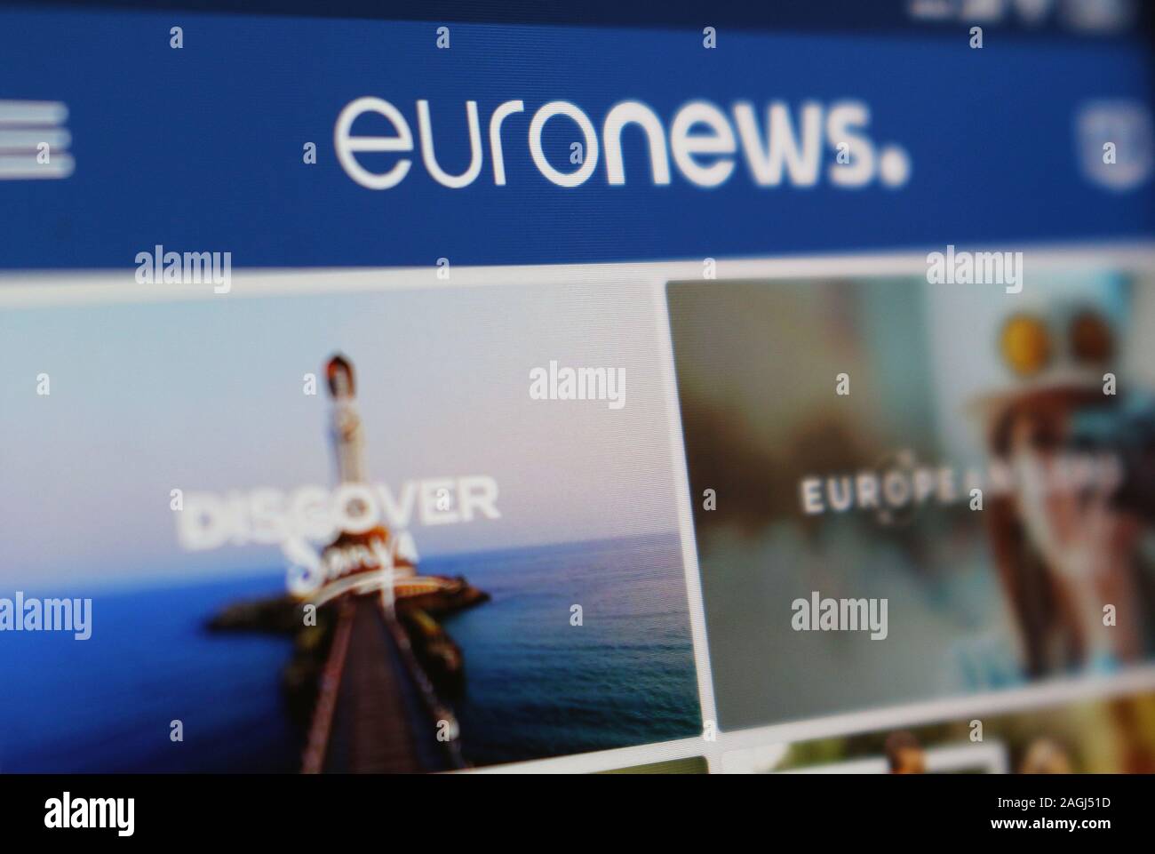Euronews website on tablet computer display Stock Photo