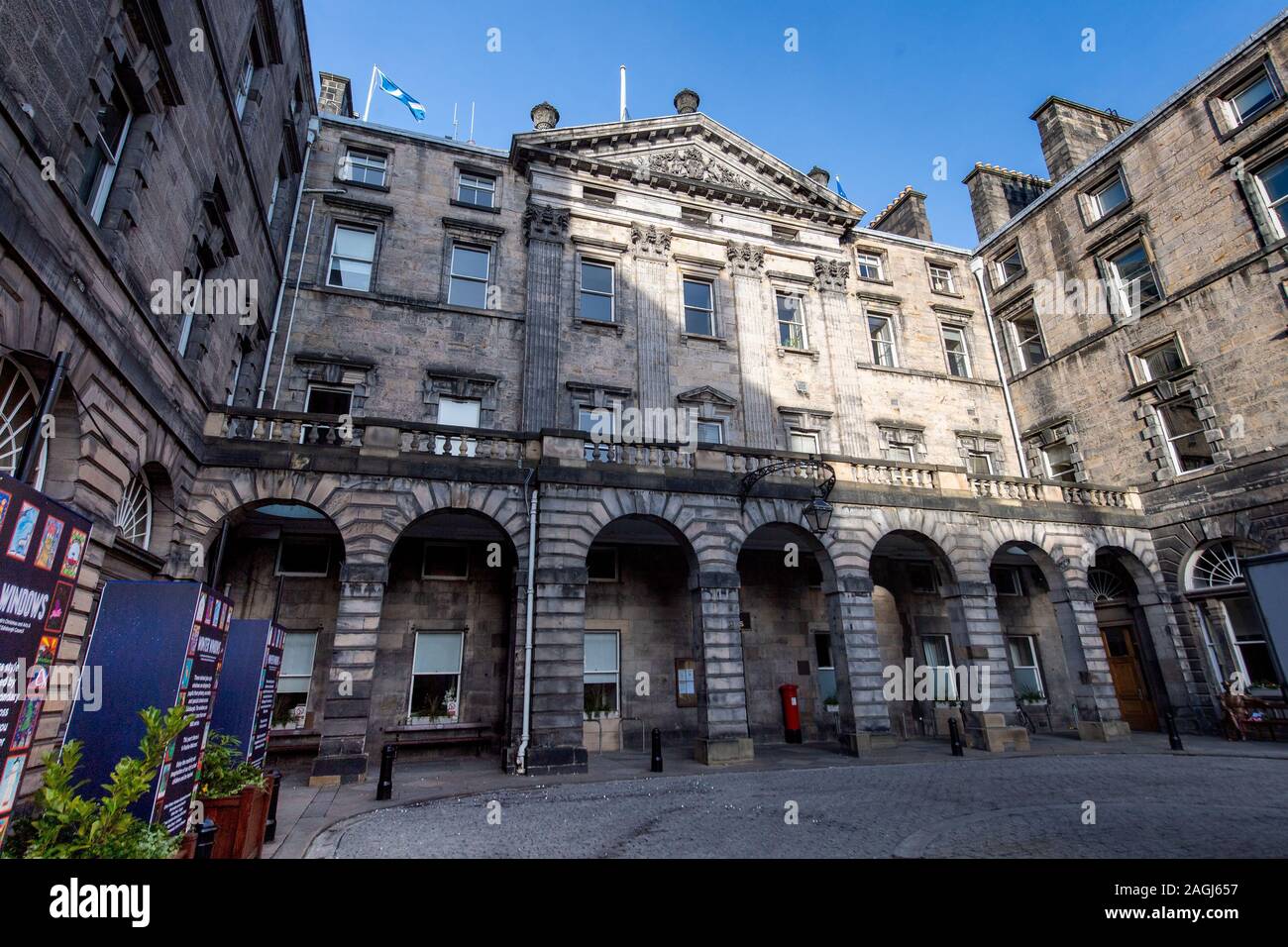 Message from the Skies, Edinburgh City Chambers Stock Photo