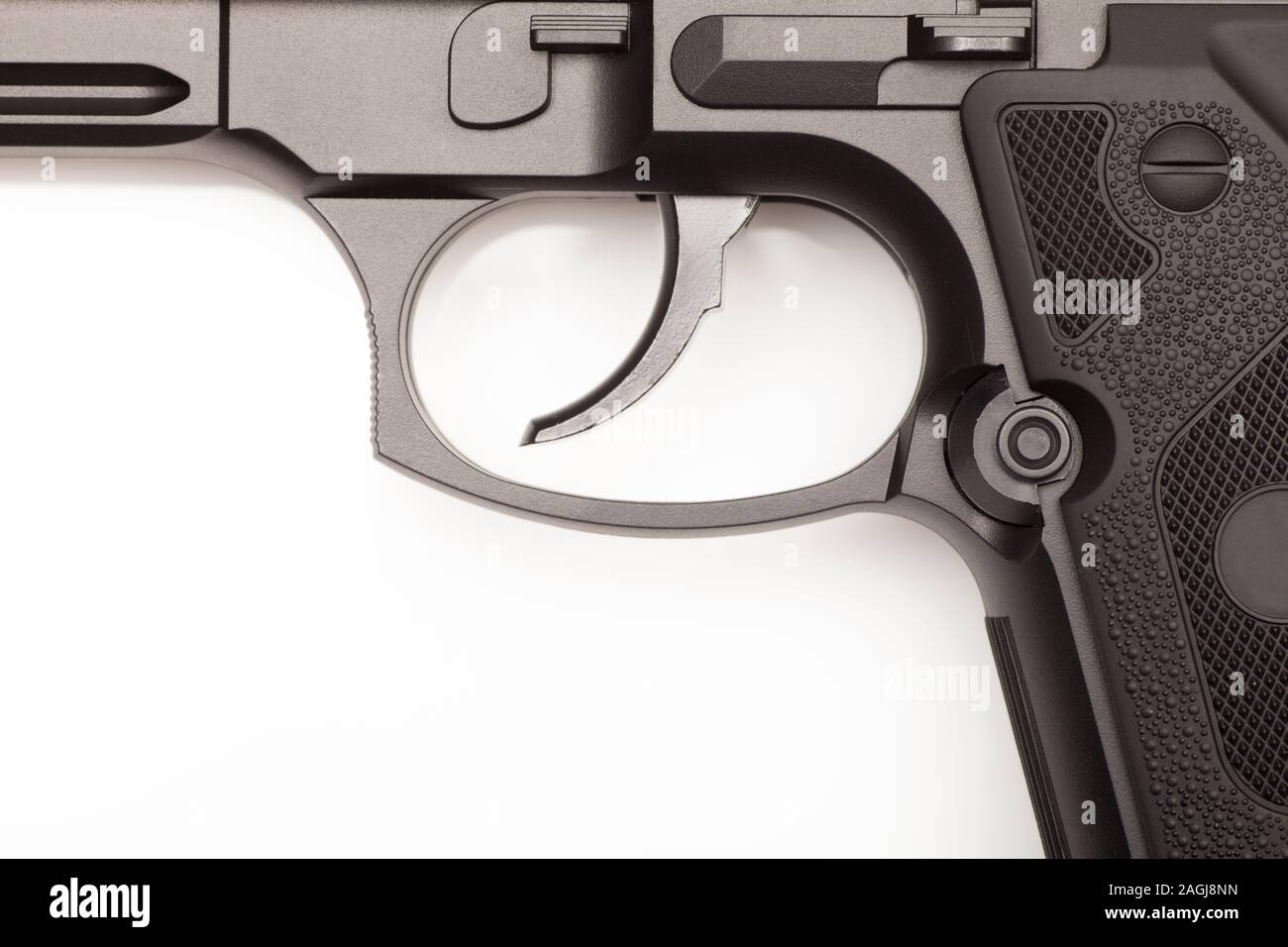 A closeup of a handgun. Stock Photo