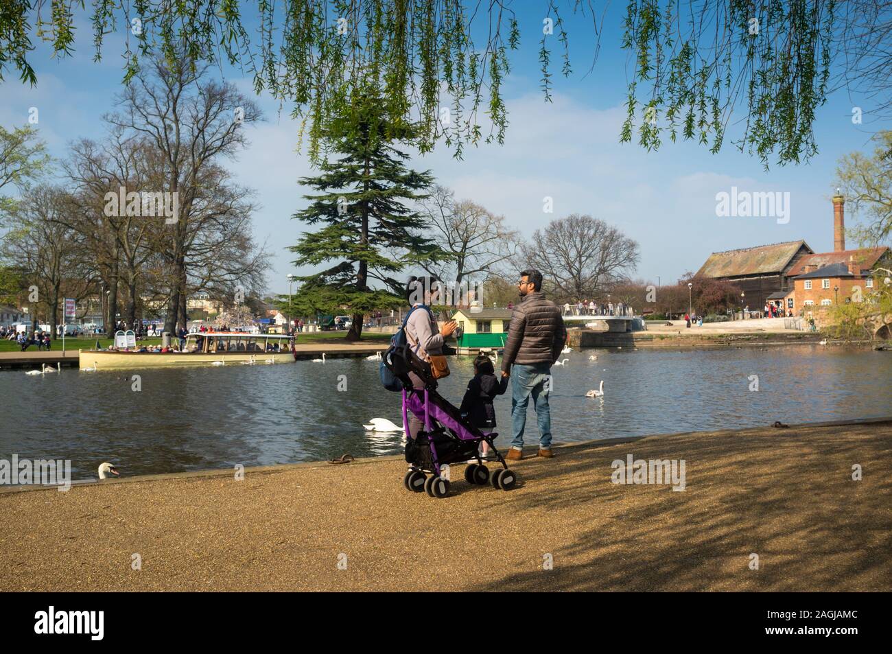 British Asian family enjoying a day out in Stratford upon Avon, UK Stock Photo