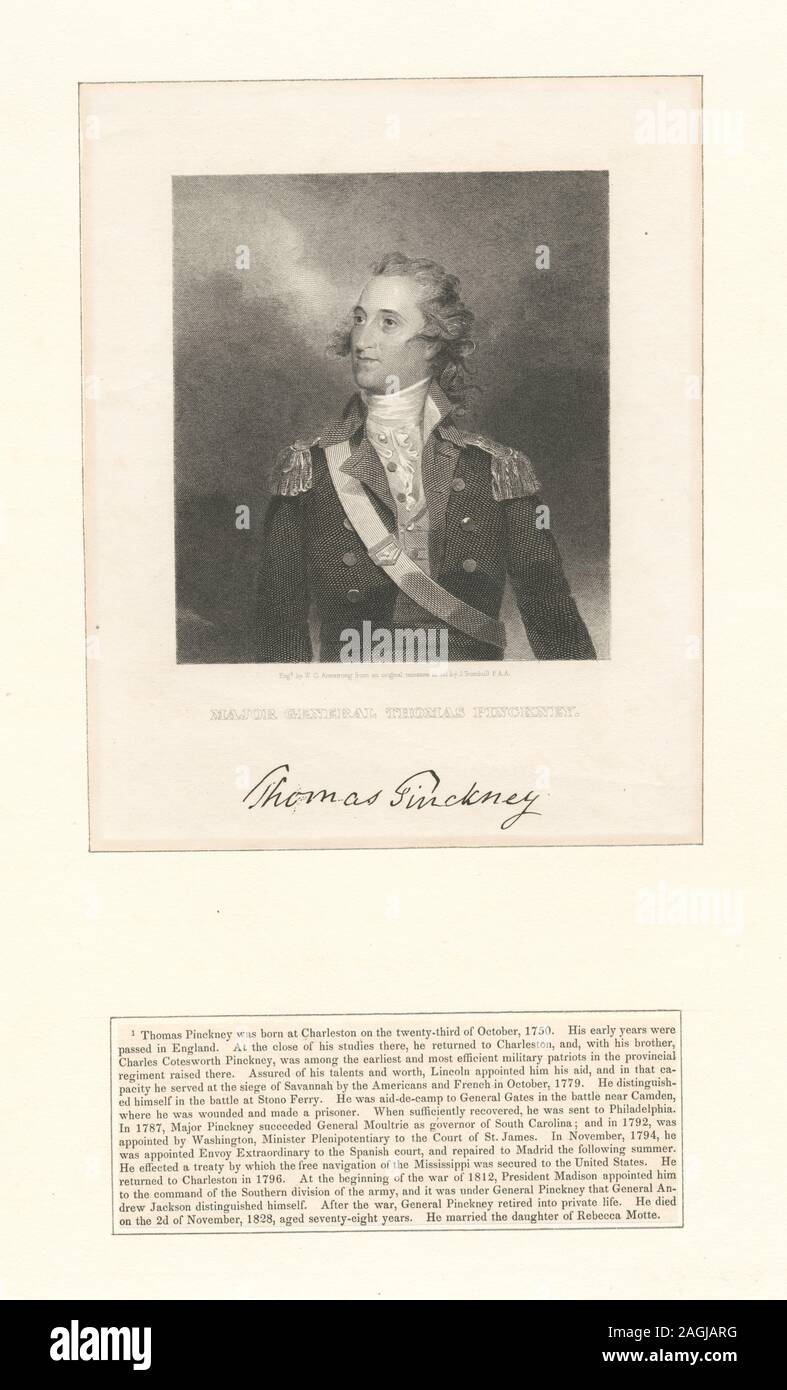 Printmakers include John Boydell, Henry Bryan Hall & Max Rosenthal. Title from Calendar of Emmet Collection. EM9122 Statement of responsibility : W.G. Armstrong; Major General Thomas Pinckney Stock Photo