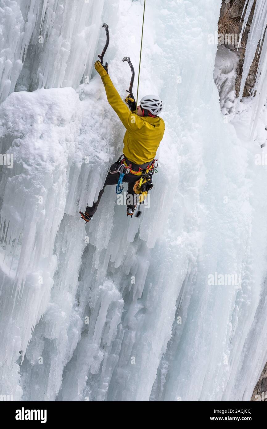 Male ice climber works way hi-res stock photography and images - Alamy