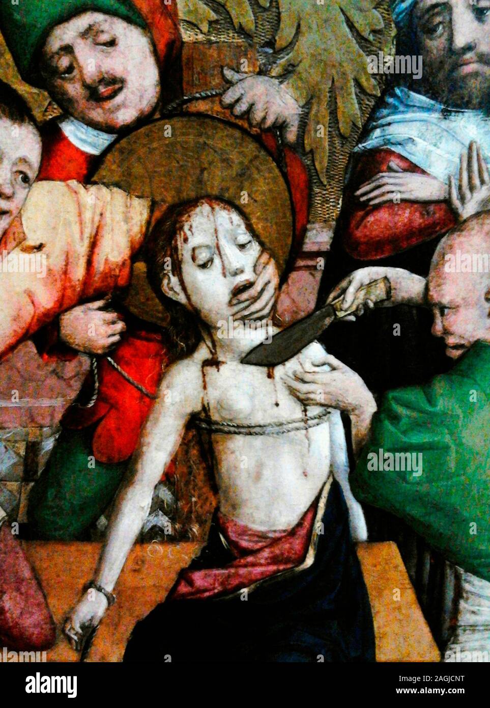 Torture of St. Barbara - St. Barbara Altarpiece (detail). Wilhelm Kalteysen, 1447 Stock Photo