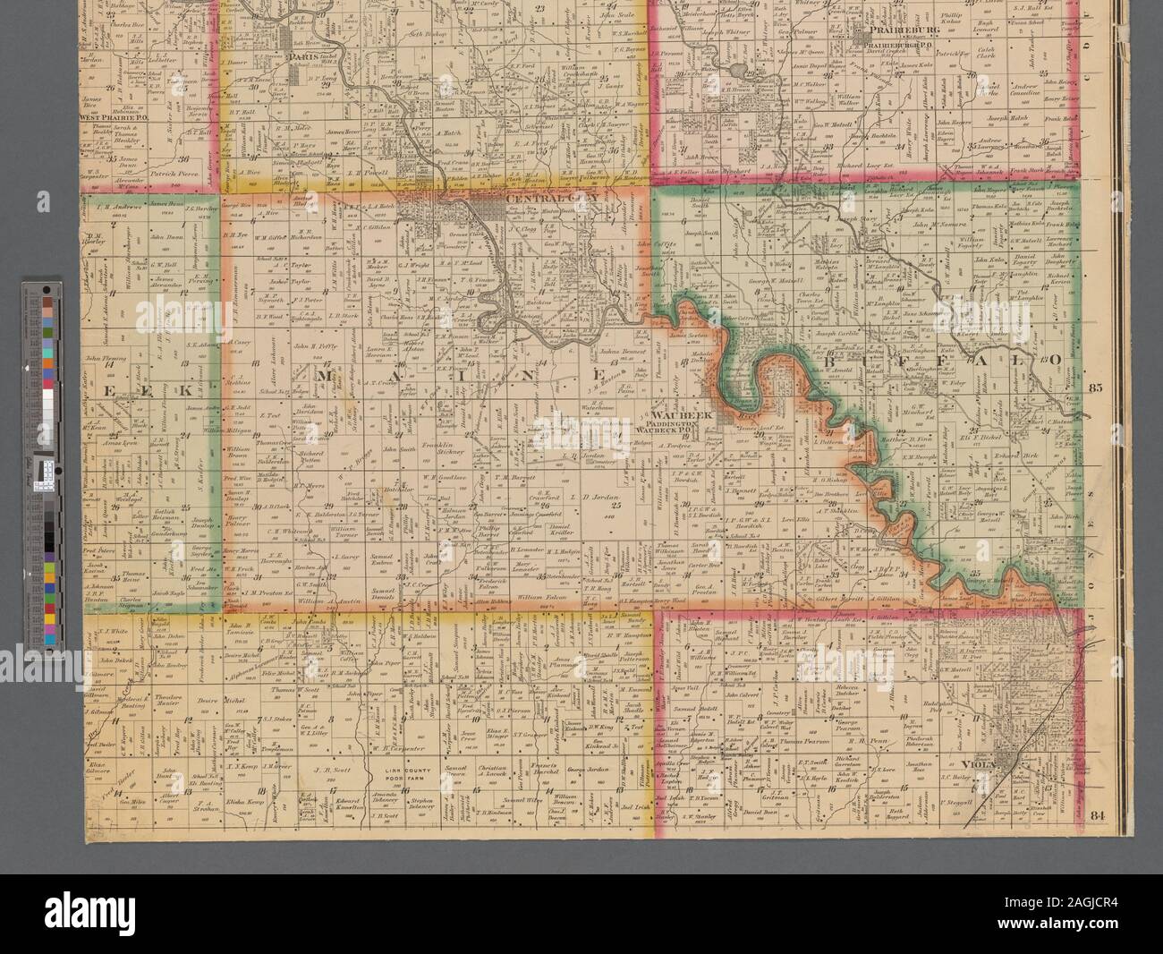 Linn County Iowa Map Shows Townships, Property Boundaries, And Owners' Names. Includes List Of  References That Serves As Index To