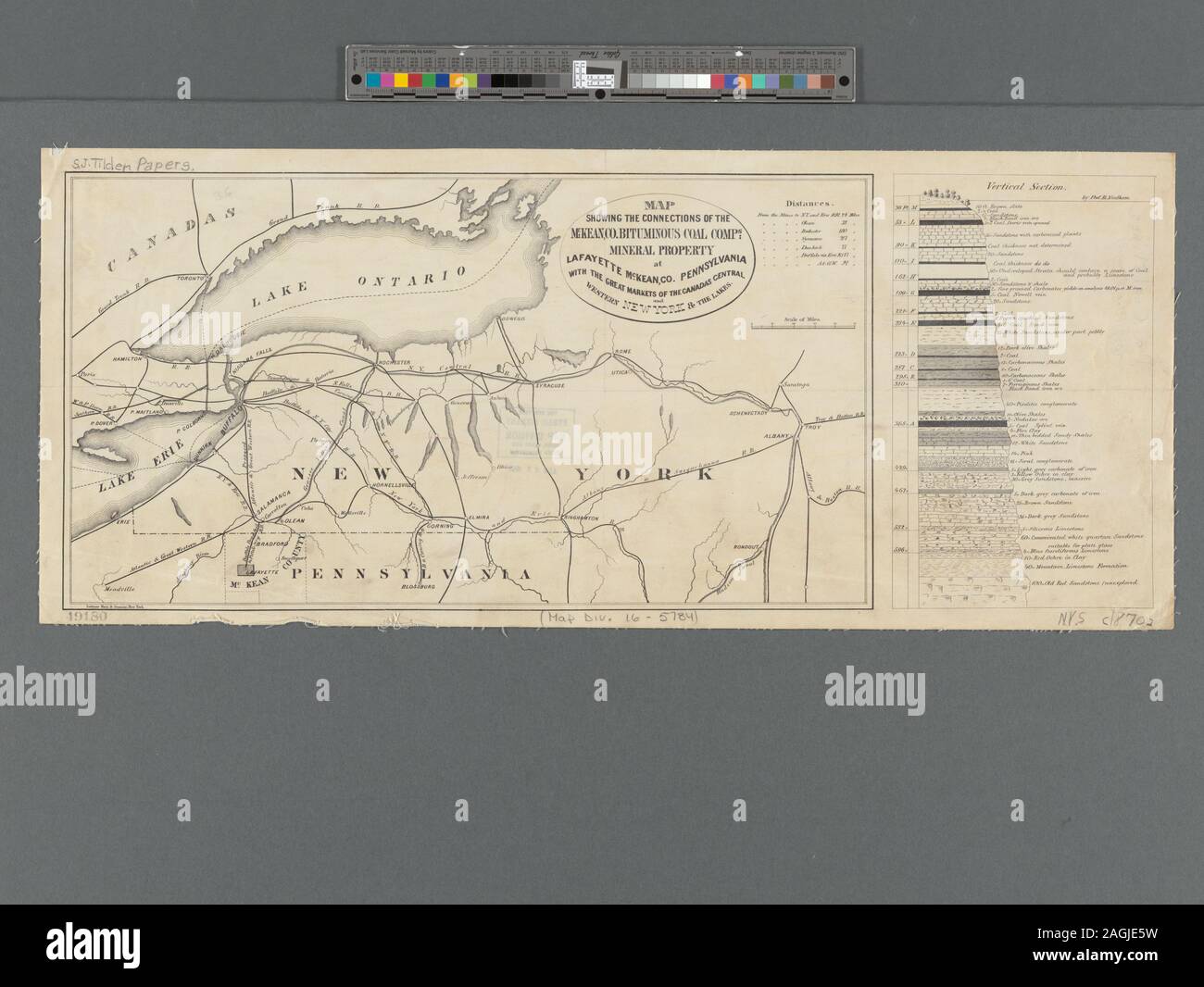 Includes table of distances and Vertical section by Prof. B. Needham in