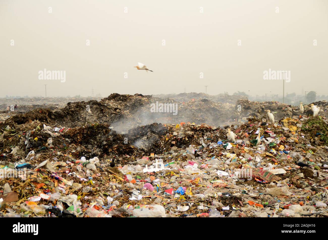 Big garbage land. Land and air pollution Stock Photo Alamy