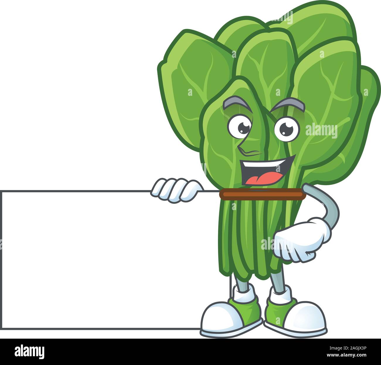 cute spinach cartoon character with a board Stock Vector Image & Art