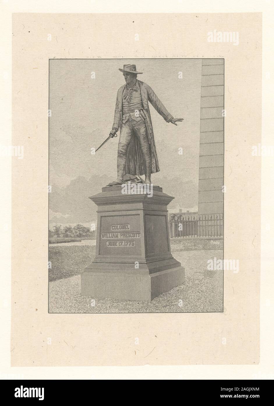 Printmakers include J.B. Forrest, J.N. Gimbrede, H.B. Hall and John Hill. Title from Calendar of the Emmet Collection. EM8091; Monument to Colonel William Prescott Stock Photo