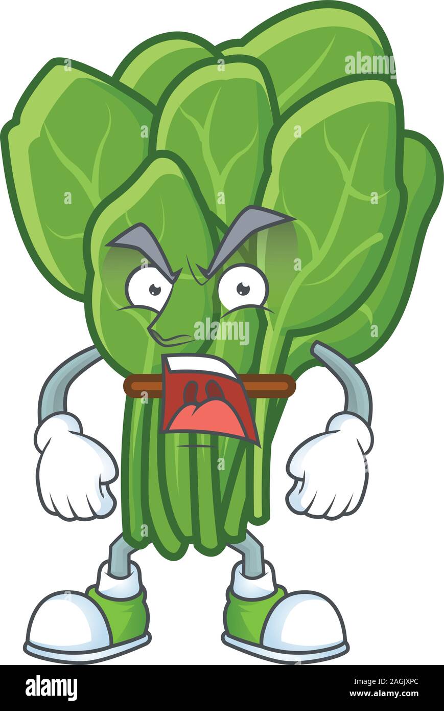 angry face of spinach cartoon character style Stock Vector Image & Art