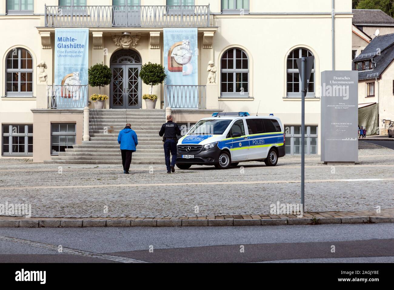 Police at the German Watch Museum Glashütte Stock Photo