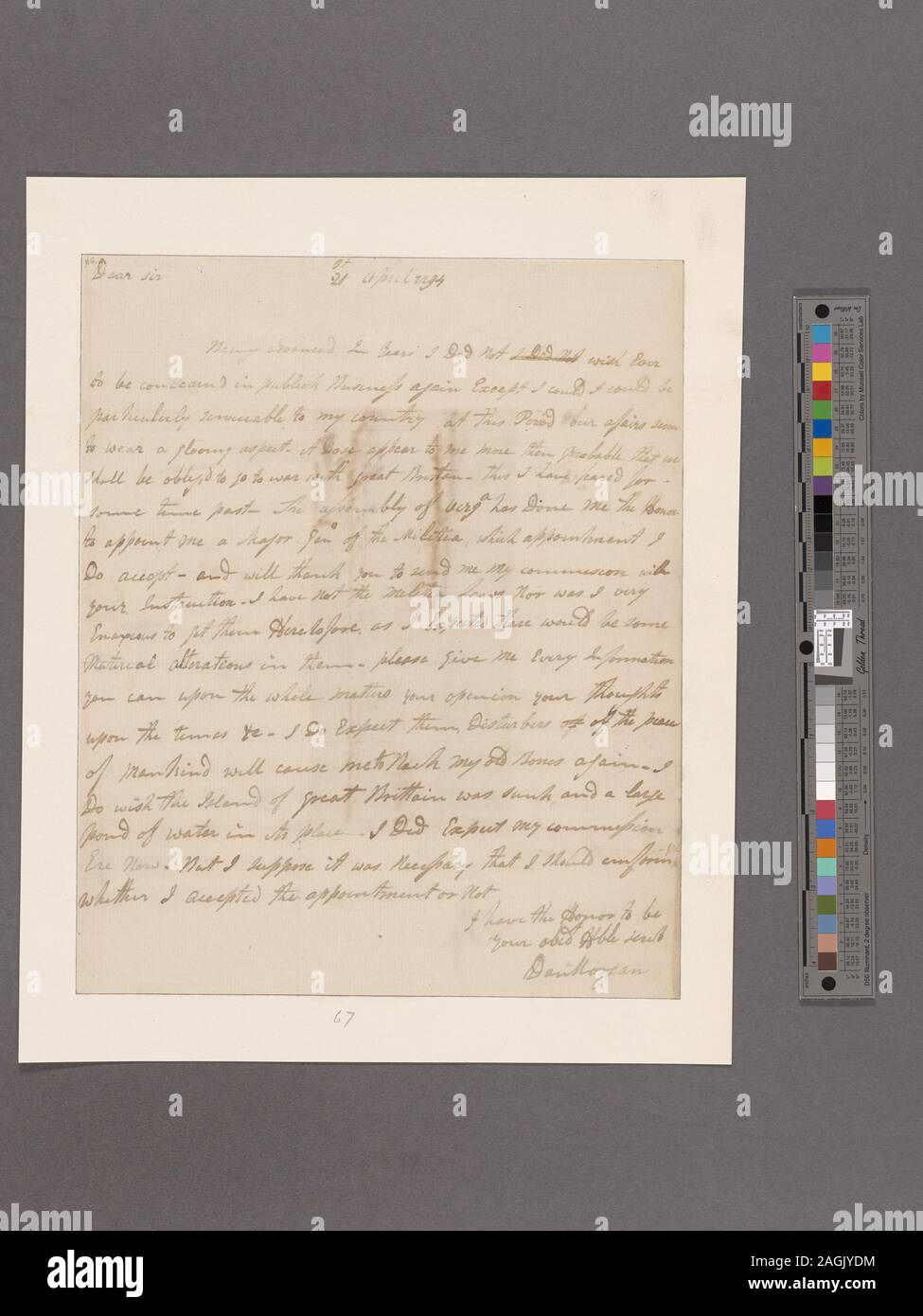 Digitization was made possible by a lead gift from The Polonsky Foundation.; Morgan, Daniel. [Virginia?] To General Lee Stock Photo