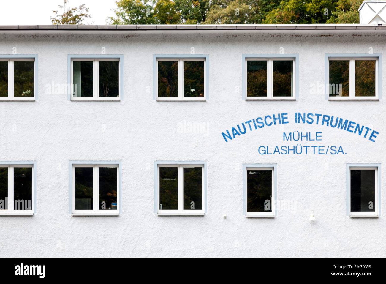 Muhle-Glashutte GmbH nautical instruments and precision mechanics, a traditional brand of the watch city Glashutte Stock Photo