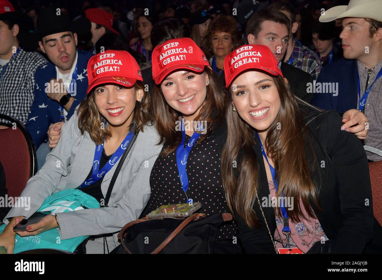 West Palm Beach, Florida, USA. 19th December, 2019.  Atmosphere at the 2019 Turning Point USA Student Action Summit - Day 1 at the Palm Beach County Convention Center on December 19, 2019 in West Palm Beach, Florida.   People:  Atmosphere Stock Photo