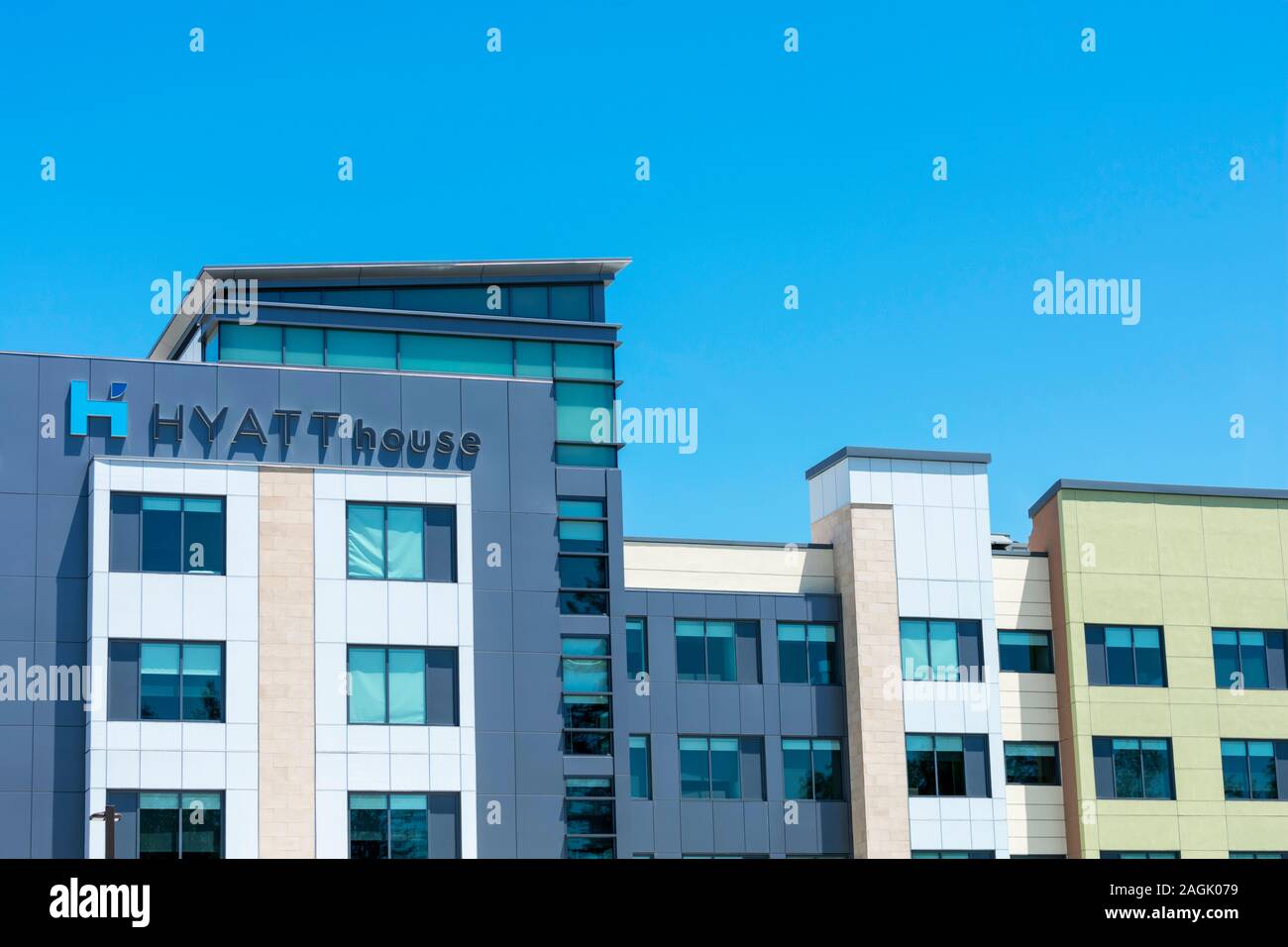 Hyatt House Hotel extended-stay hotel at Vallco Fashion Park near the corporate headquarters of Apple - Cupertino, California, USA - May 7, 2019 Stock Photo