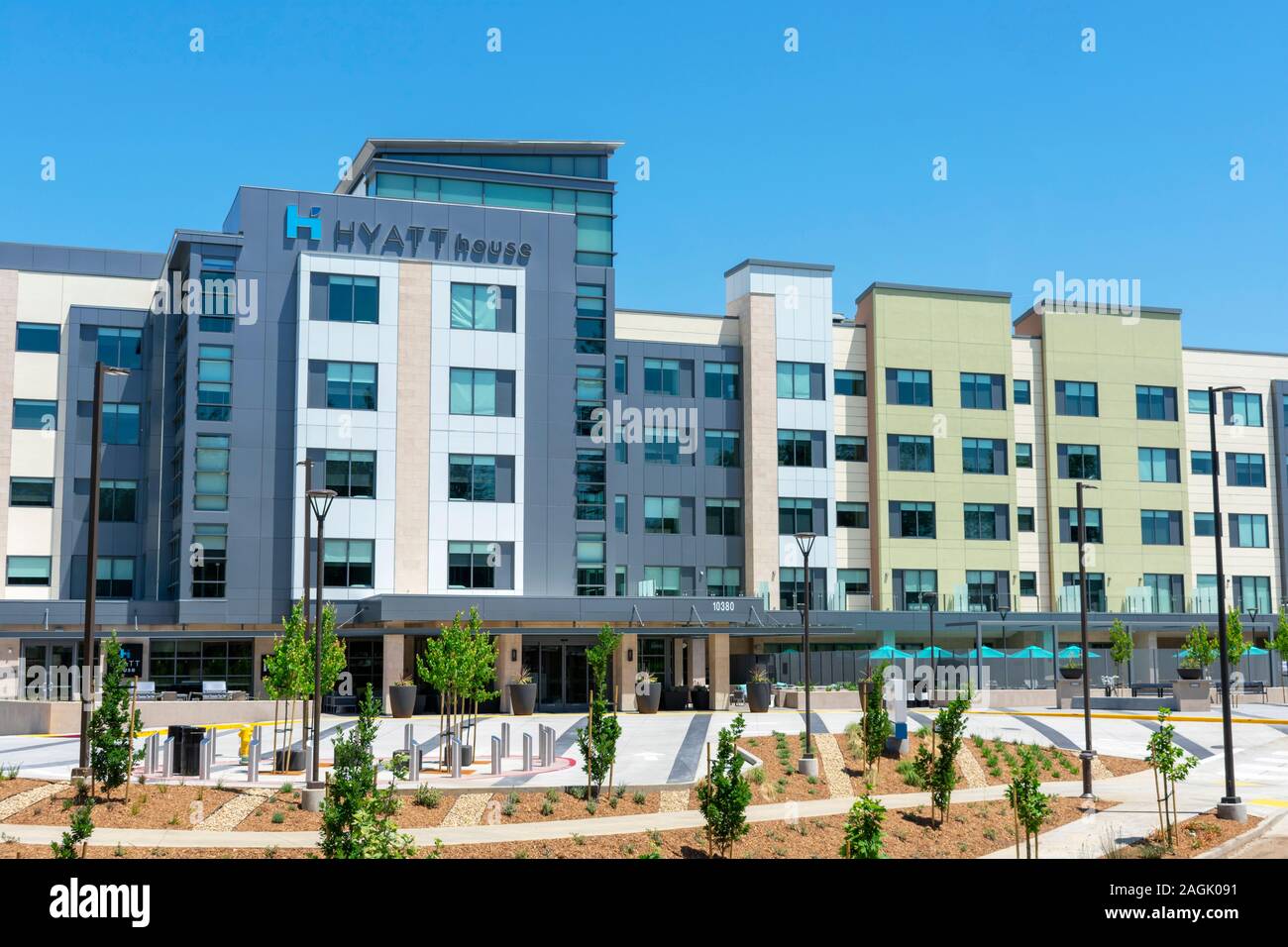 Hyatt House Hotel extended-stay hotel at Vallco Fashion Park near the corporate headquarters of Apple - Cupertino, California, USA - May 7, 2019 Stock Photo