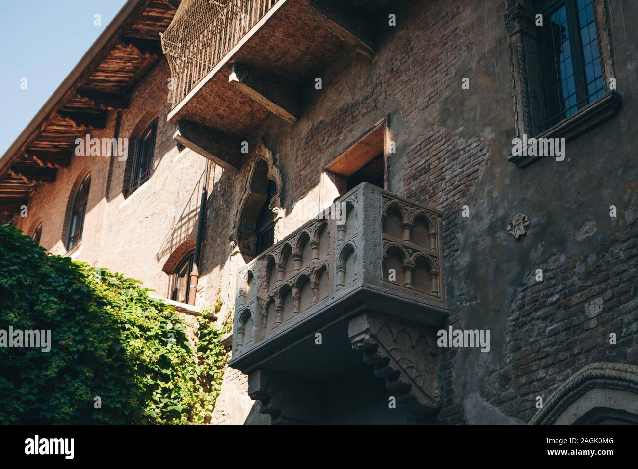 Balcony of Romeo and Juliet in Verona in Italy. One of the famous city attractions. Stock Photo