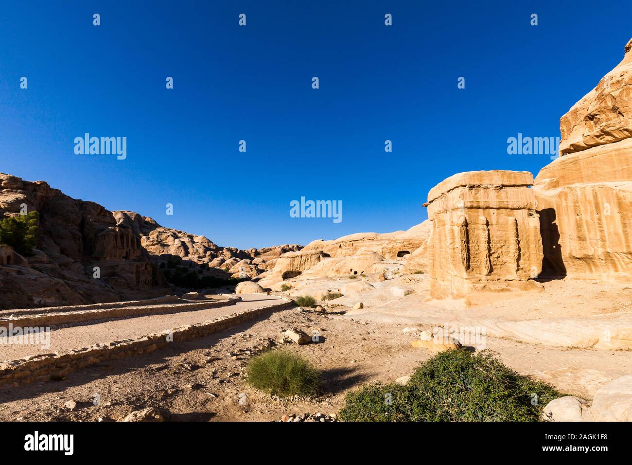Petra, rock carving monument, near entrance of Petra, Jordan, middle east, Asia Stock Photo