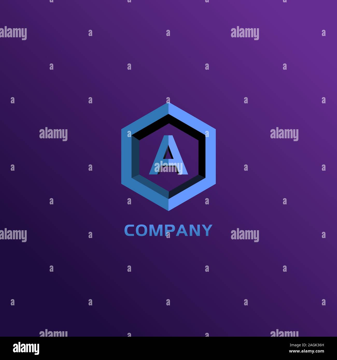 Letter A Alphabetic Logo Design Template, Light Blue Hexagon Logo ...