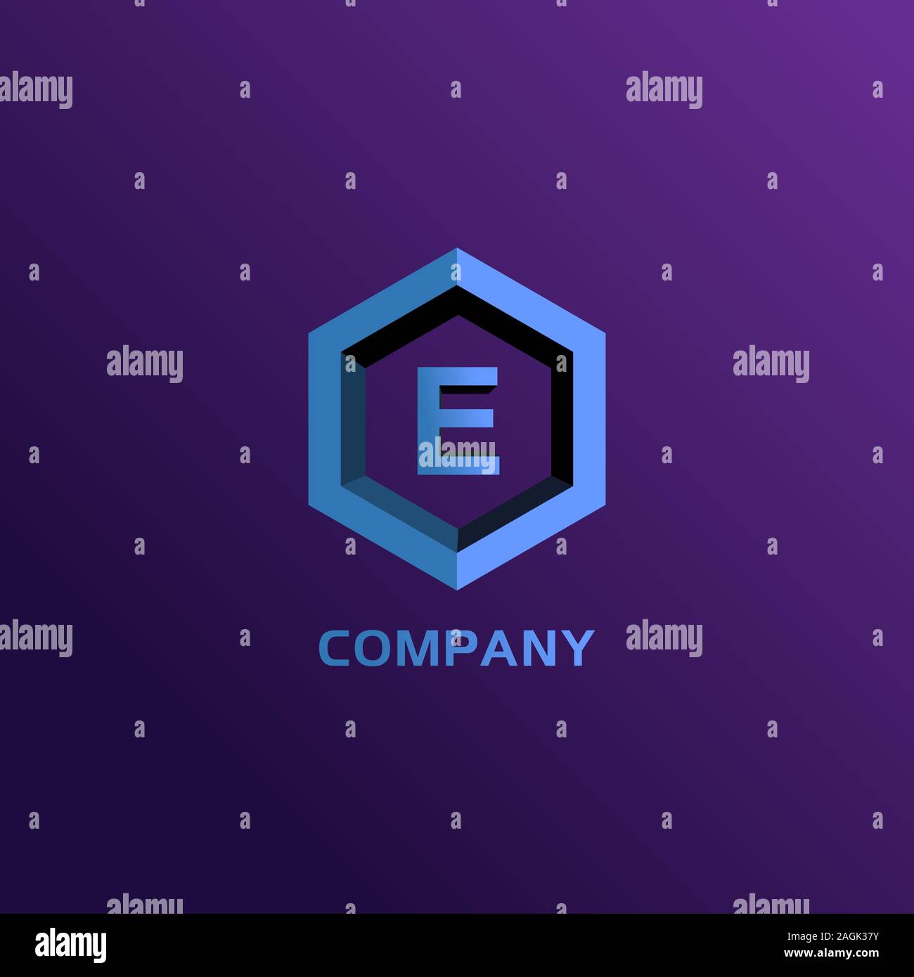 Letter E Alphabetic Logo Design Template, Light Blue Hexagon Logo ...