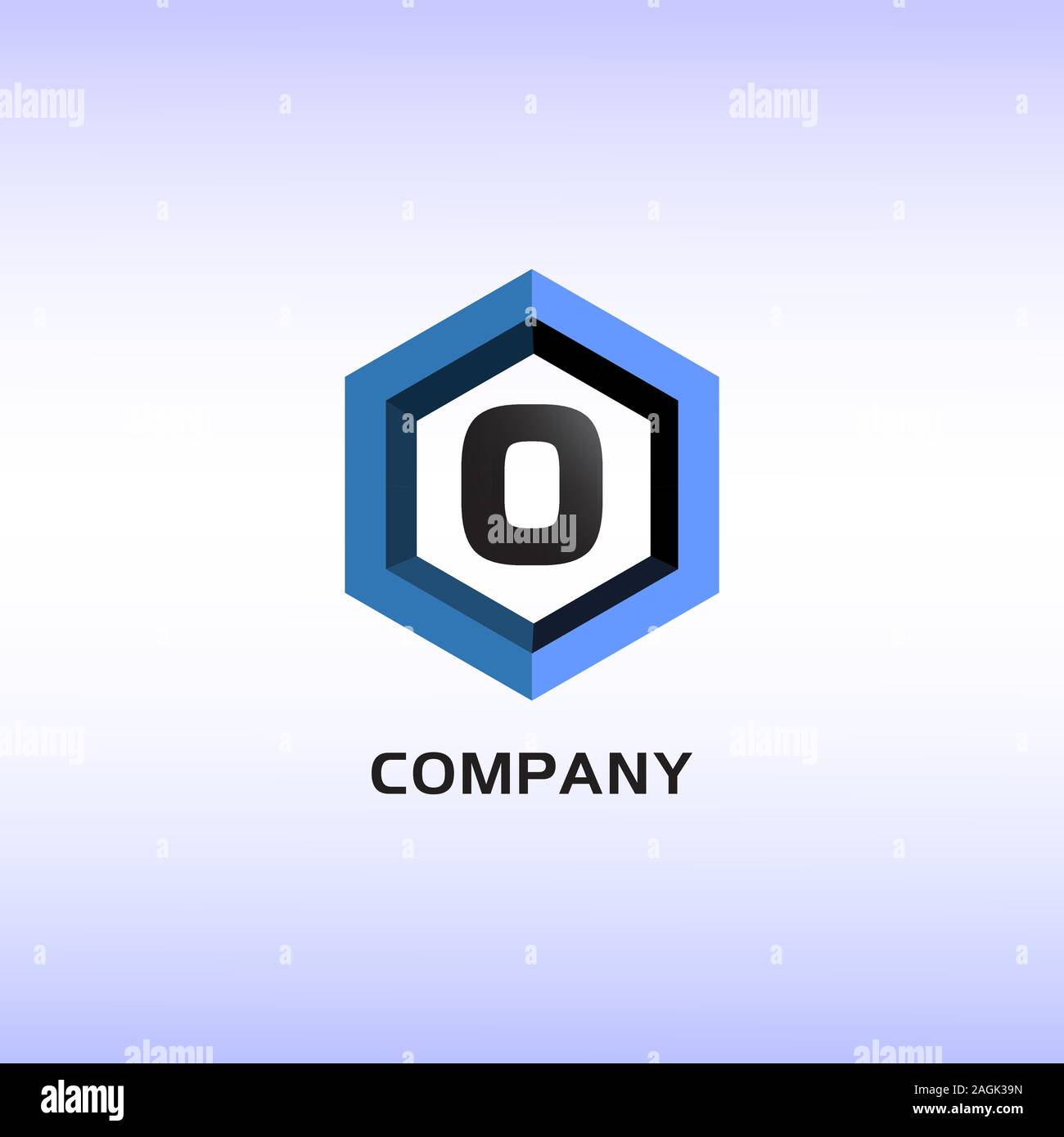 Letter O Alphabetic Logo Design Template, Light Blue, Hexagon Logo ...