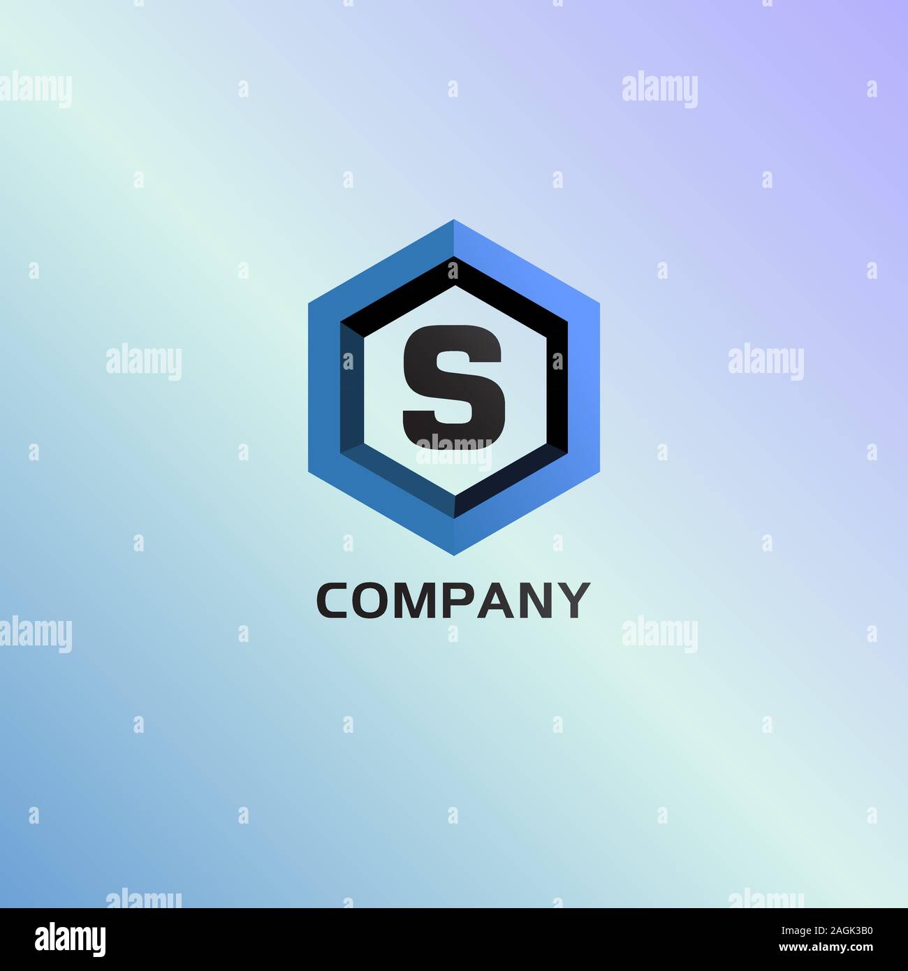 Letter S Alphabetic Logo Design Template, Light Blue, Hexagon Logo ...