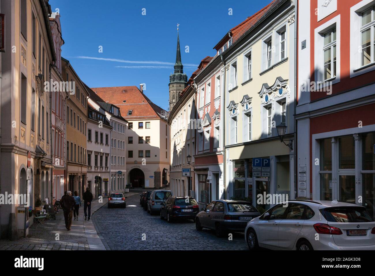 Historic old town Bautzen, in the background the St. Petri cathedral Stock Photo