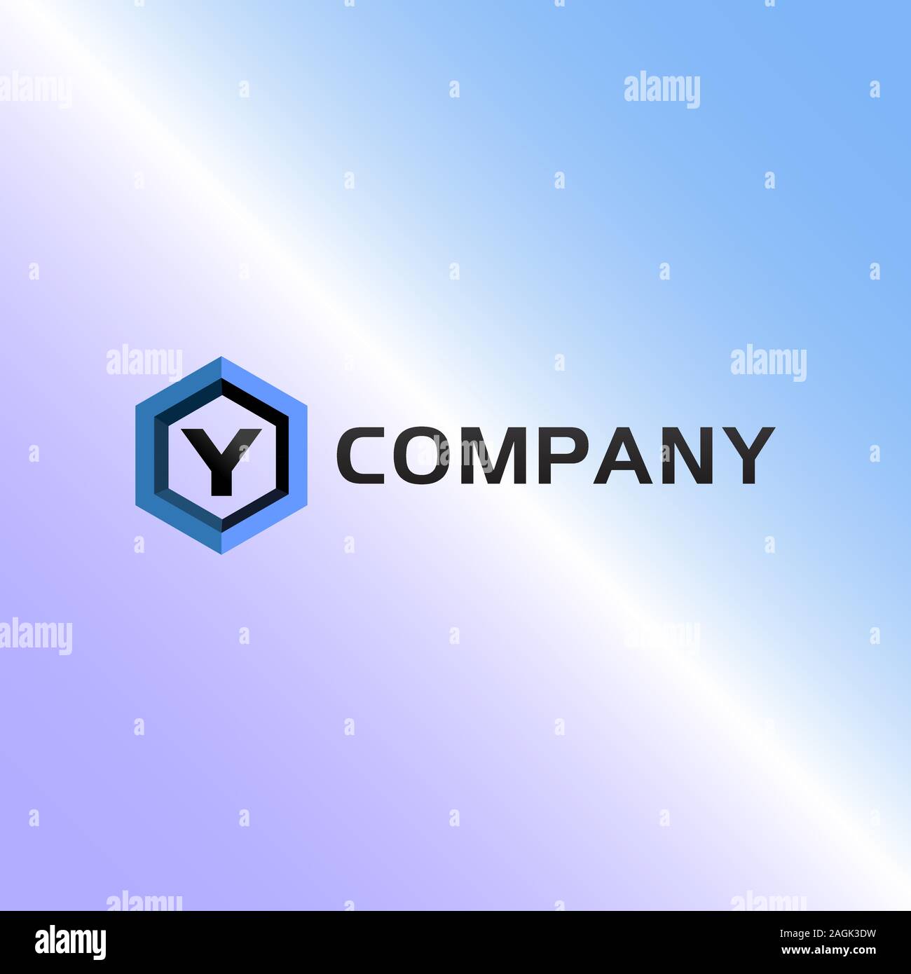 Letter Y Alphabetic Logo Design Template, Light Blue, Hexagon Logo Concept, Gradation Background Stock Vector