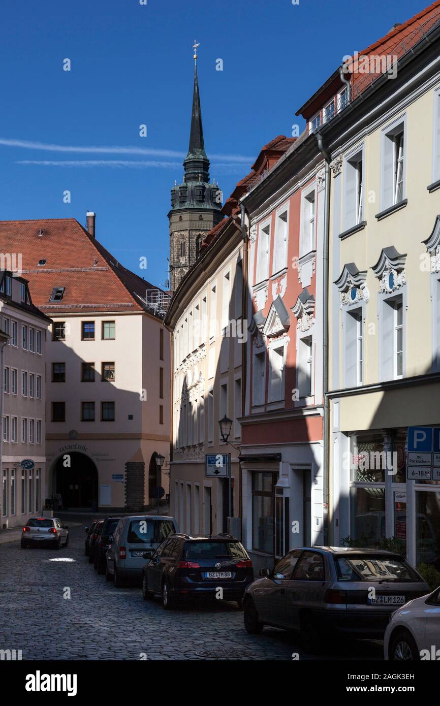 Historic old town Bautzen, in the background the St. Petri cathedral Stock Photo