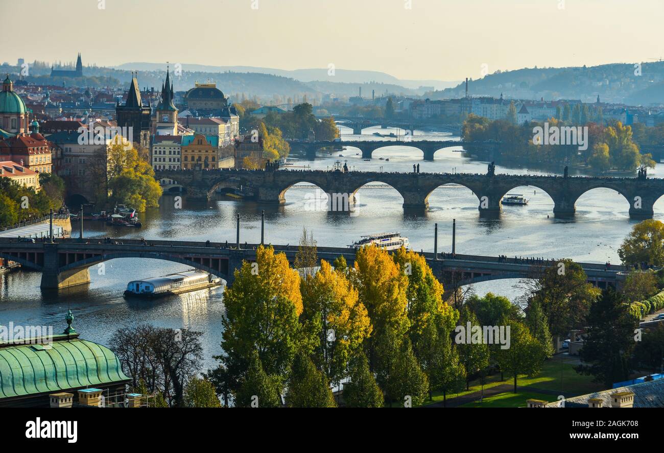Praha View Aerial view of Praha (Prague) Cityscape. Prague is an enchanting city ...