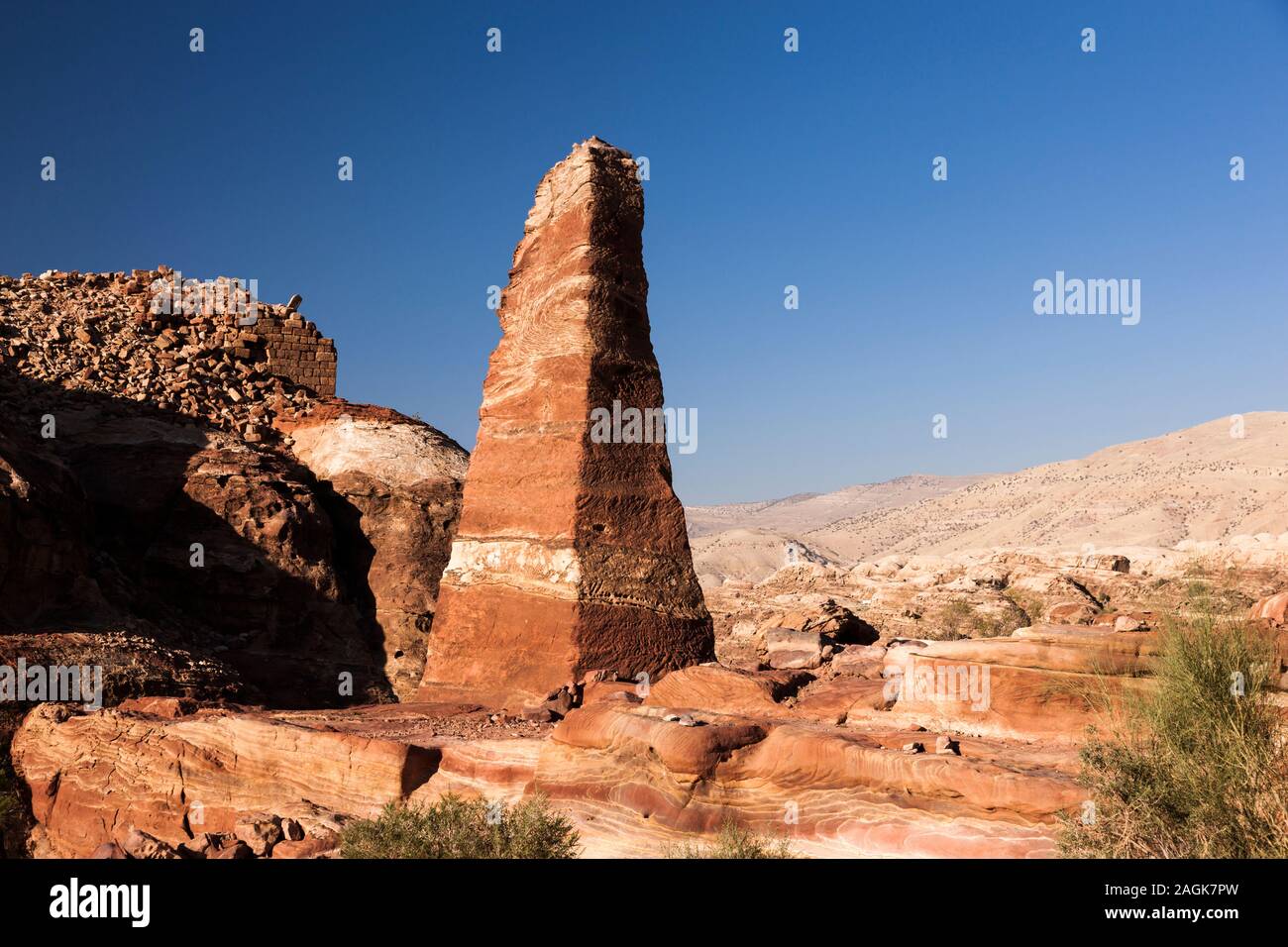 Petra, Obelisk columns, near the high place of sacrifice, mountain top, Jordan, middle east, Asia Stock Photo